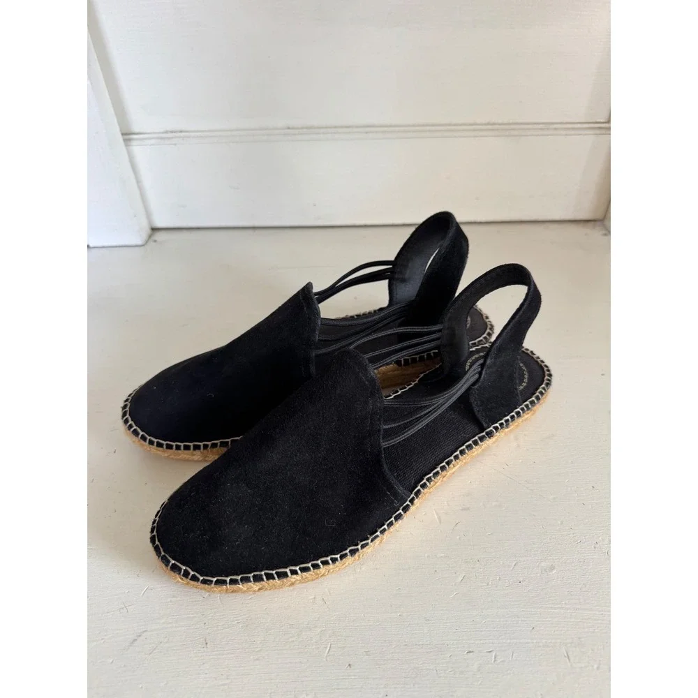 Toni Pons Nuria black suede espadrille sandals size 39 (their US8)
